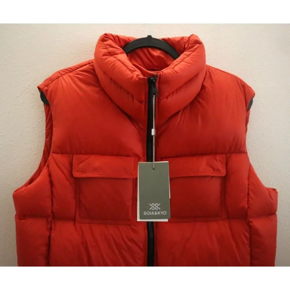 Soia & Kyo Women's Sz M Spice Orange Deanna Down Relaxed Fit Puffer Vest - Picture 6 of 15